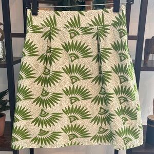 ANTONIO MELANI Green Fan-Print A-Line Skirt